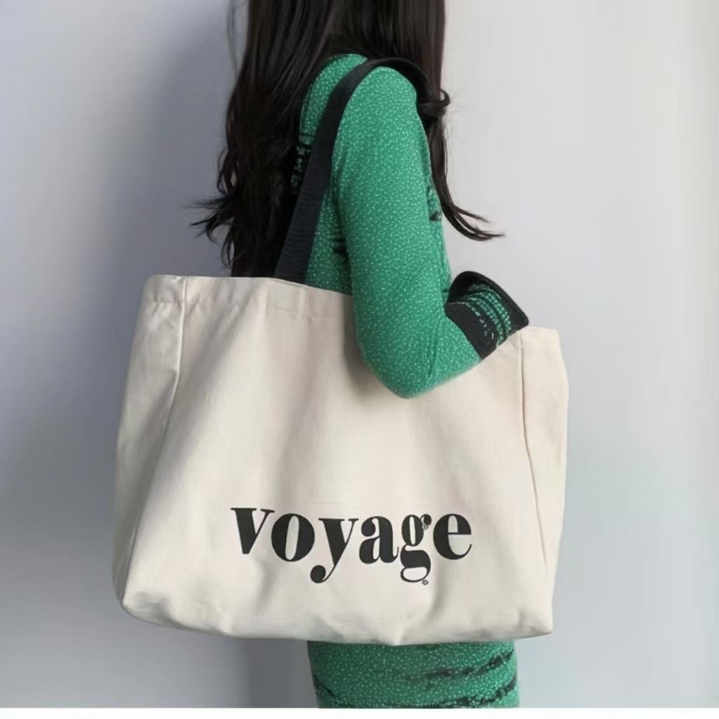 Cross-border Large-capacity Canvas Bag Womens Minimalist Single-shoulder Bag