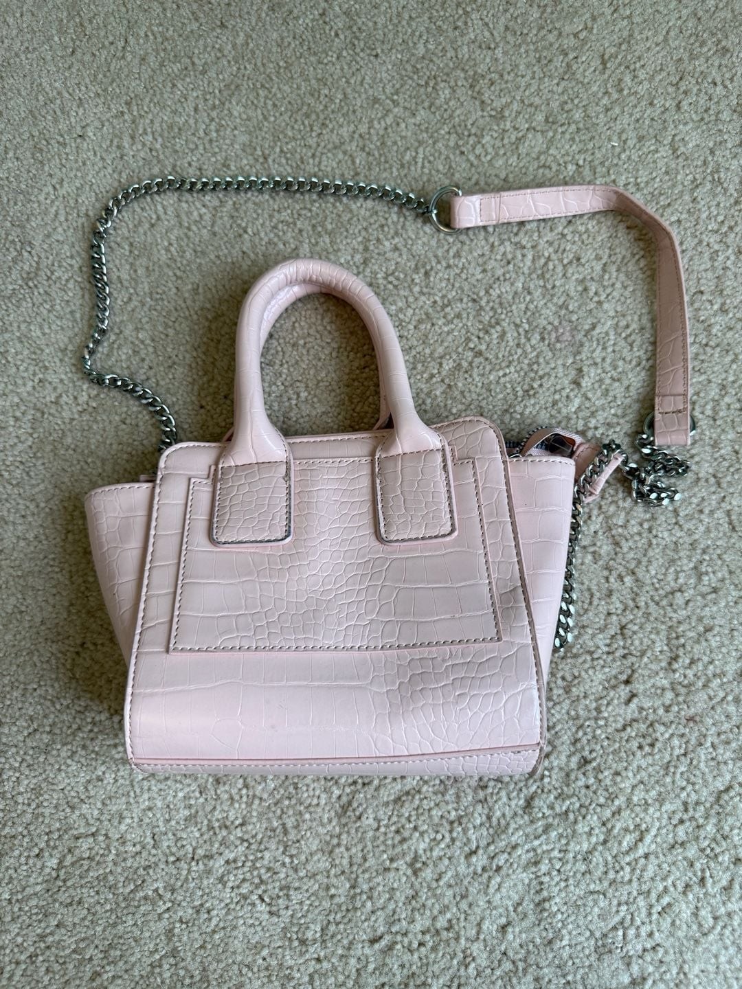 Forever 21 Light Pink Crocodile Embossed Mini Tote Crossbody Bag