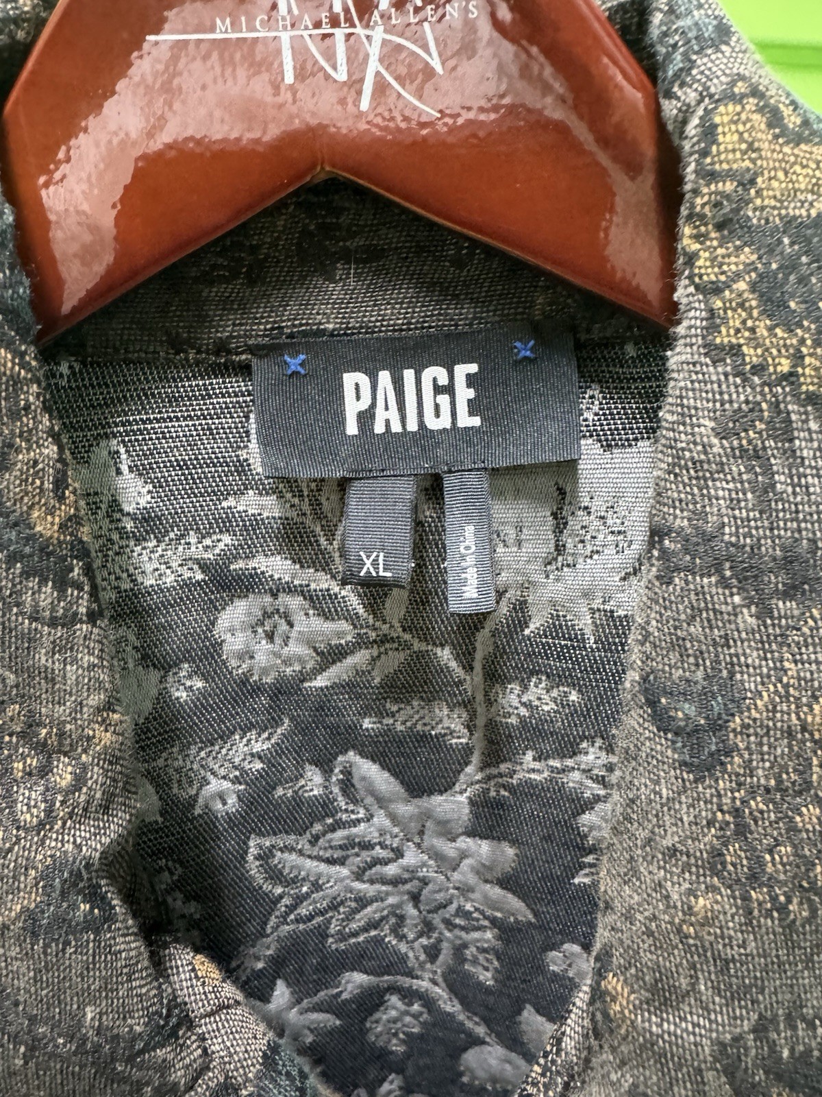 PAIGE Limited Edition Trucker XL Floral Jacket Gray Black Gold Cotton Unworn