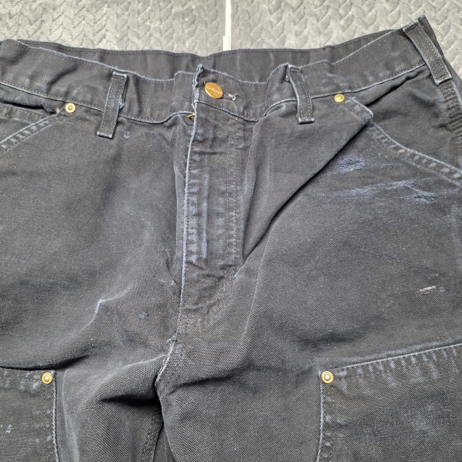 Vintage Carhartt Double Knee Black Carpenter Pants 32×31 Distressed Made In USA