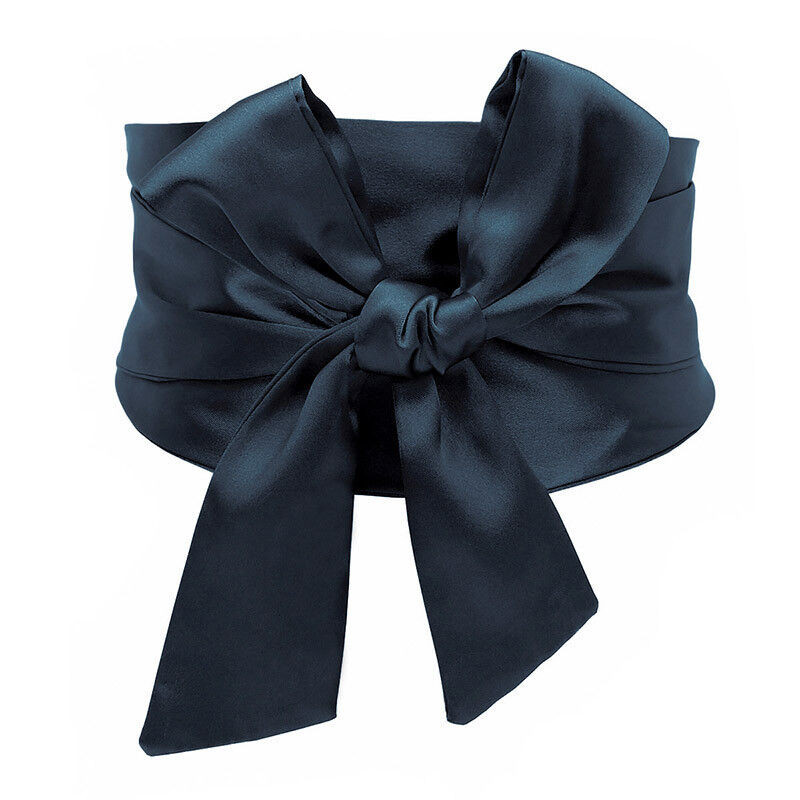 Hot Women Waistband Satin Bowknot High Waist Corset Belt Wide Sash Ribbon Tie Dr