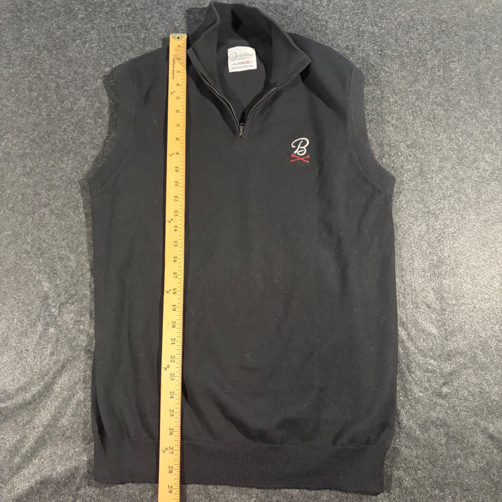 Barstool Golf Sweater Vest Mens Large Black Quarter Zip Pullover Cotton Blend