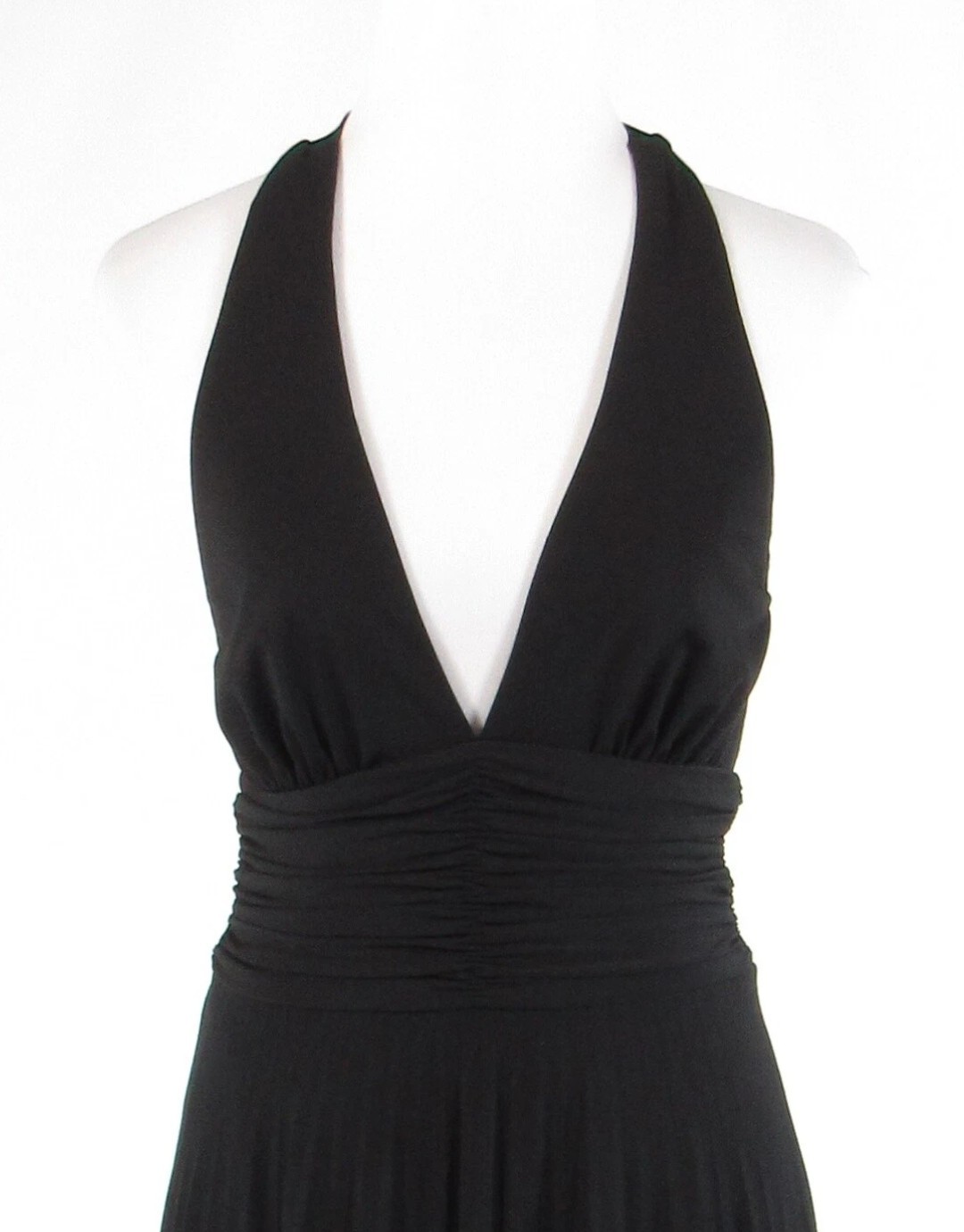 Vintage Y2K Sabora Black Halter Open Back Bodycon Cocktail Dress M
