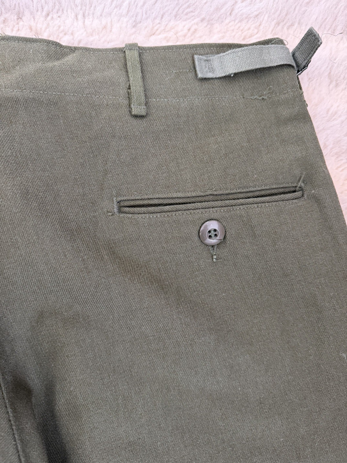 RARE True Vintage Korean War Olive Military Trousers 31-35in Adjustable 50s Pant