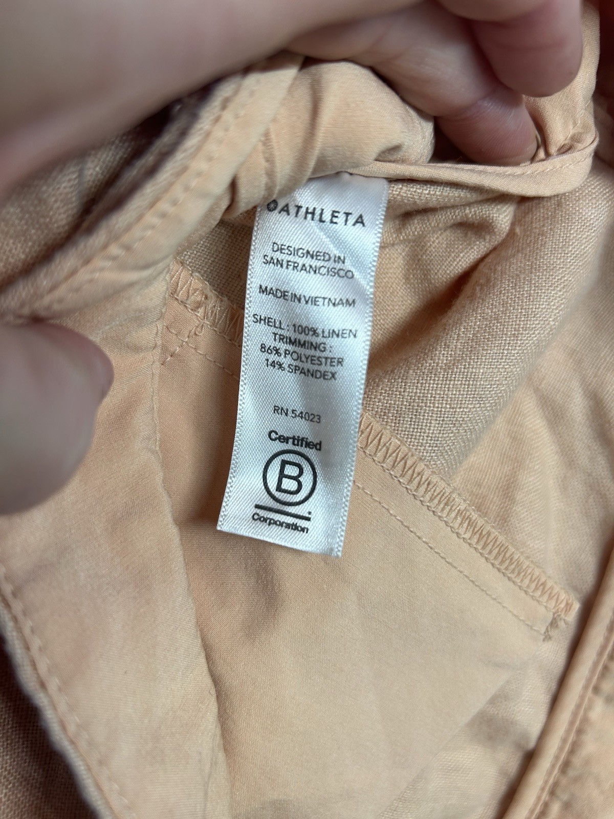 Athleta Cabo Linen Shortie Women’s Beige Drawstring Elastic Waist Shorts 8