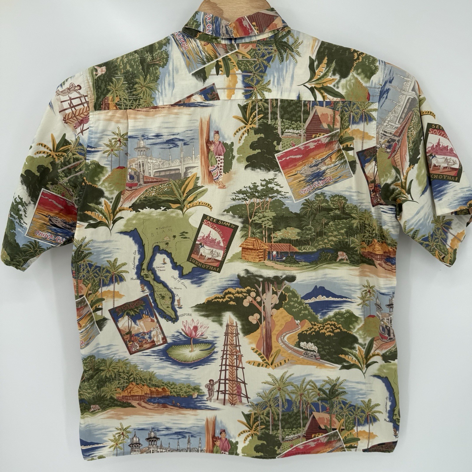Reyn Spooner Men’s Short Sleeve XL Asia China Floral Singapore Cotton *READ*