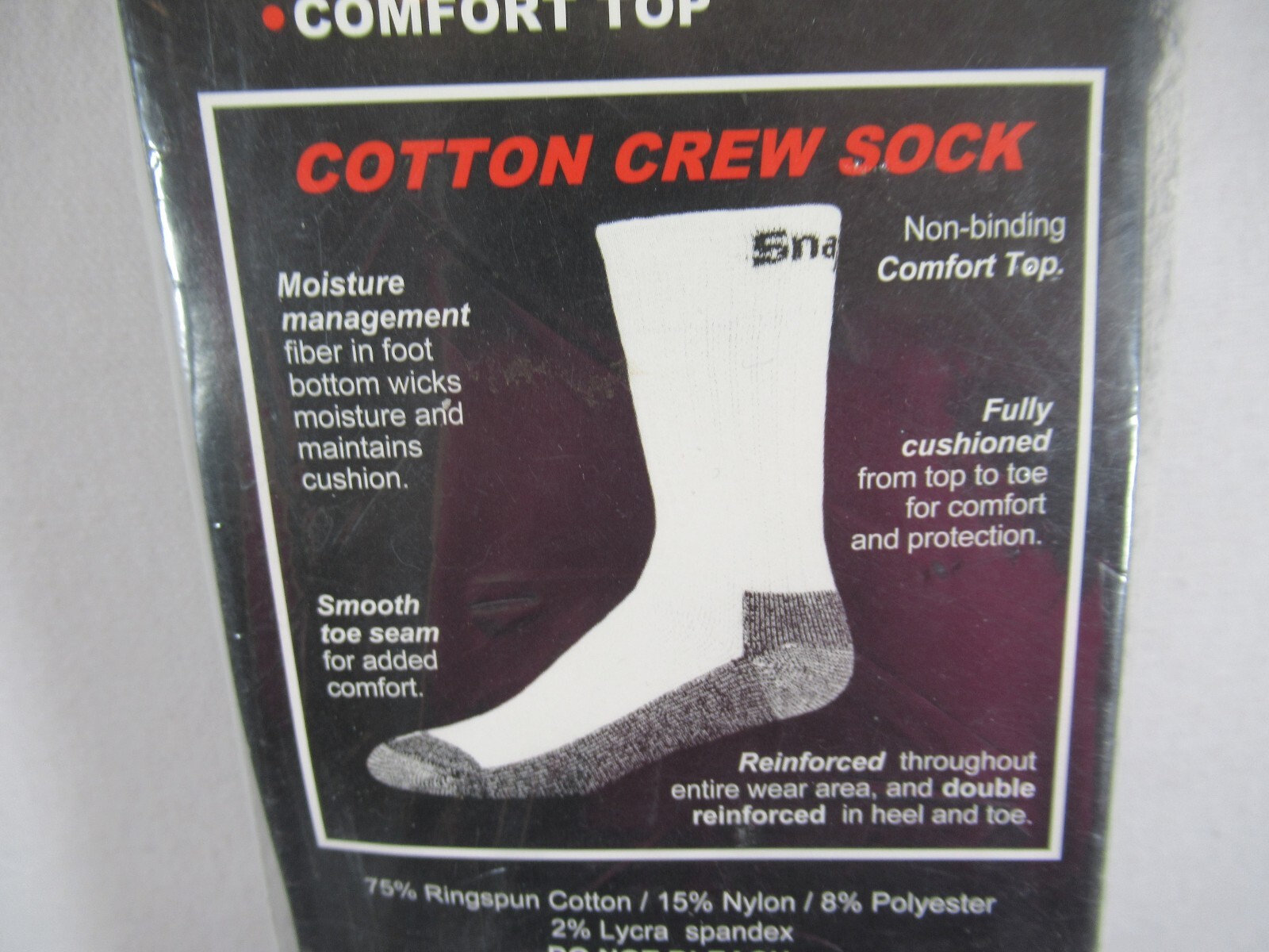 Snap On Cotton Blend Crew Socks Men Size Large 7-12 Gray