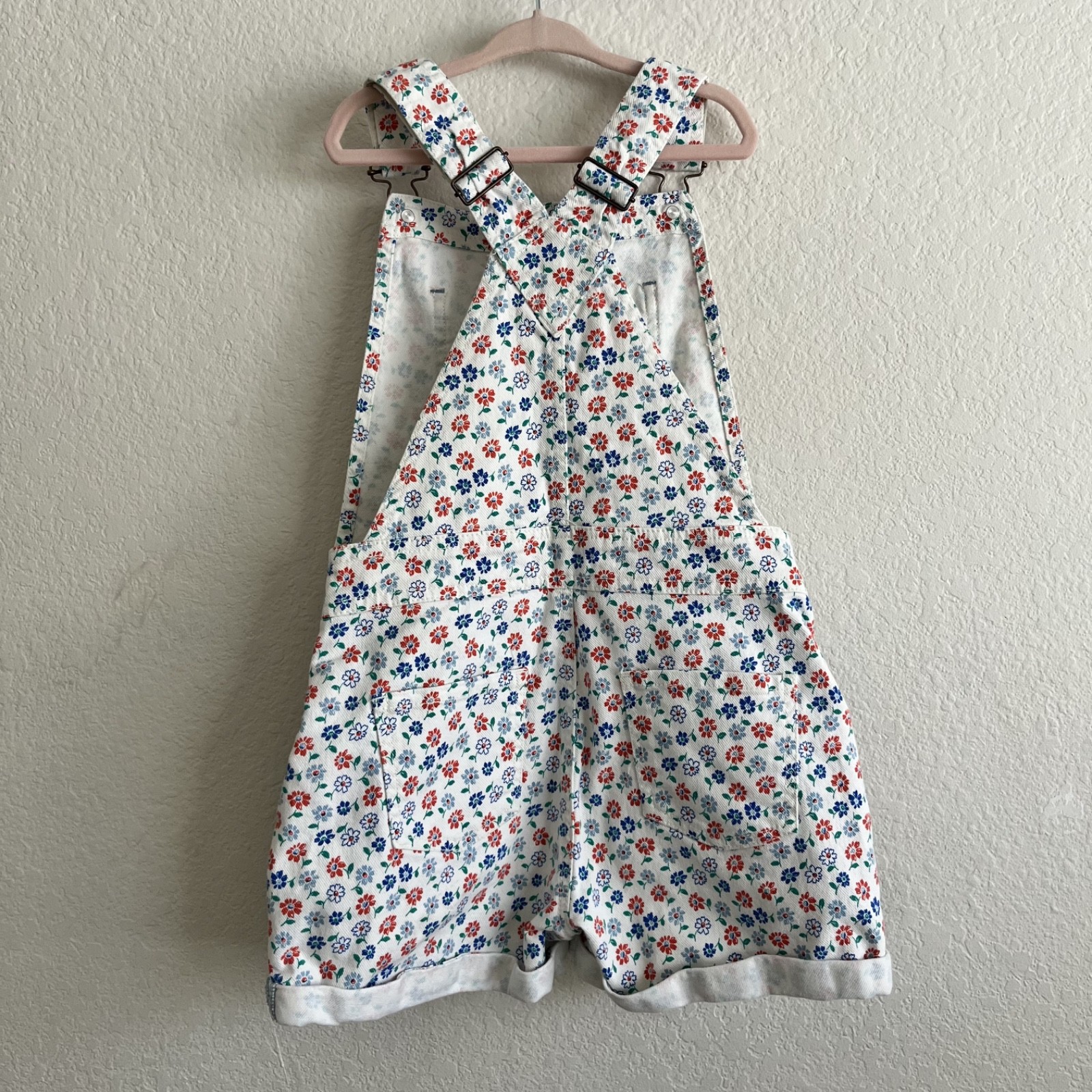 Mini Boden Ditsy Floral Denim Short Overalls Size 9-10 Years
