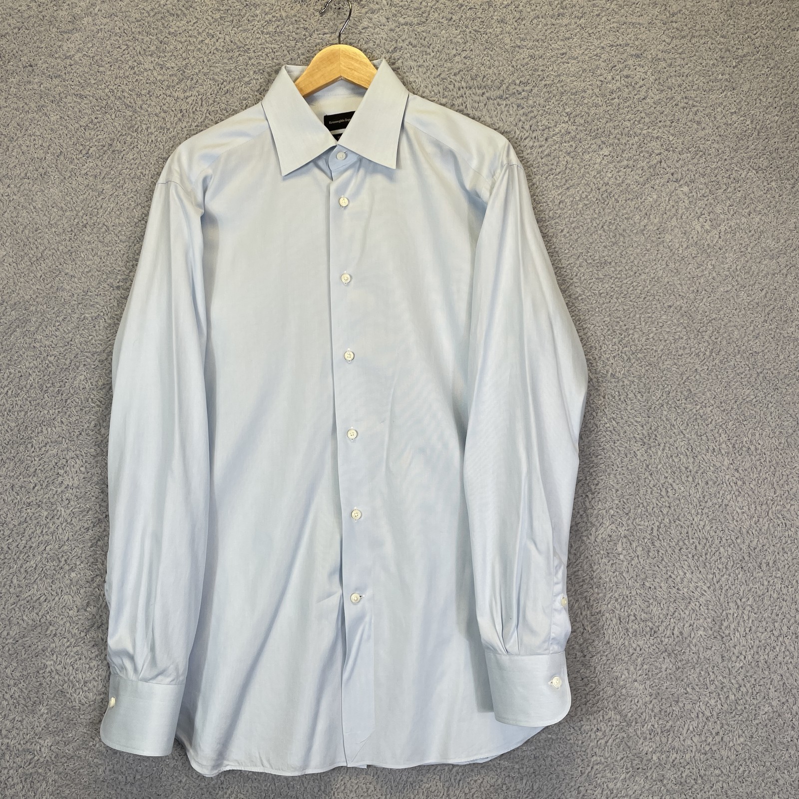 Zegna Men’s Trofeo Button-up Dress Shirt Size 41/16 Blue Long Sleeve Classic