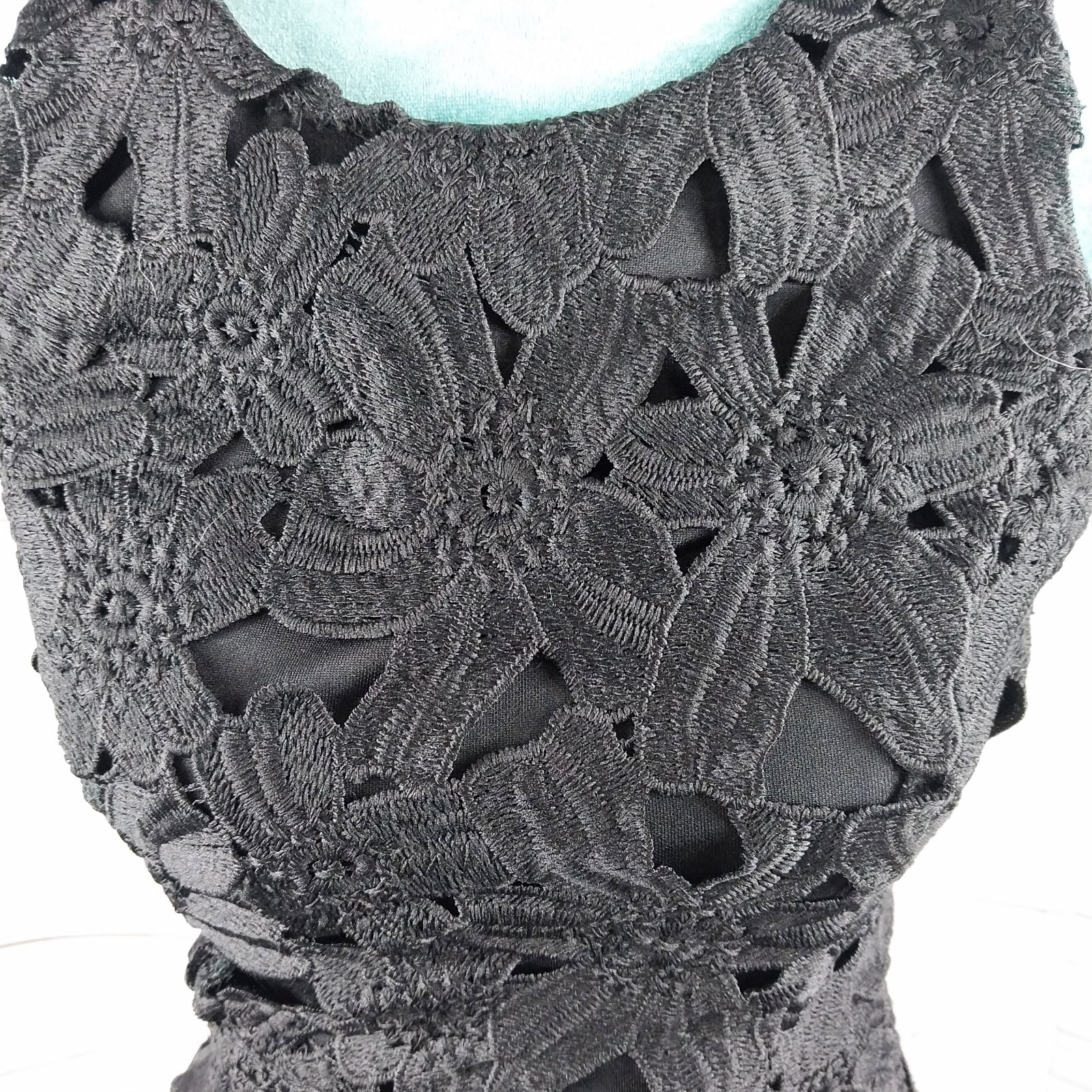 ASTR The Label Black Mini Length Dress Womens Size XS Floral Embroidered Layer