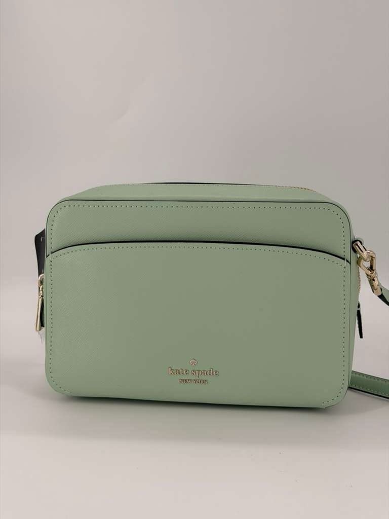 Kate Spade New York Green Logo Zip Small Crossbody Bag, Gold Hardware Strap