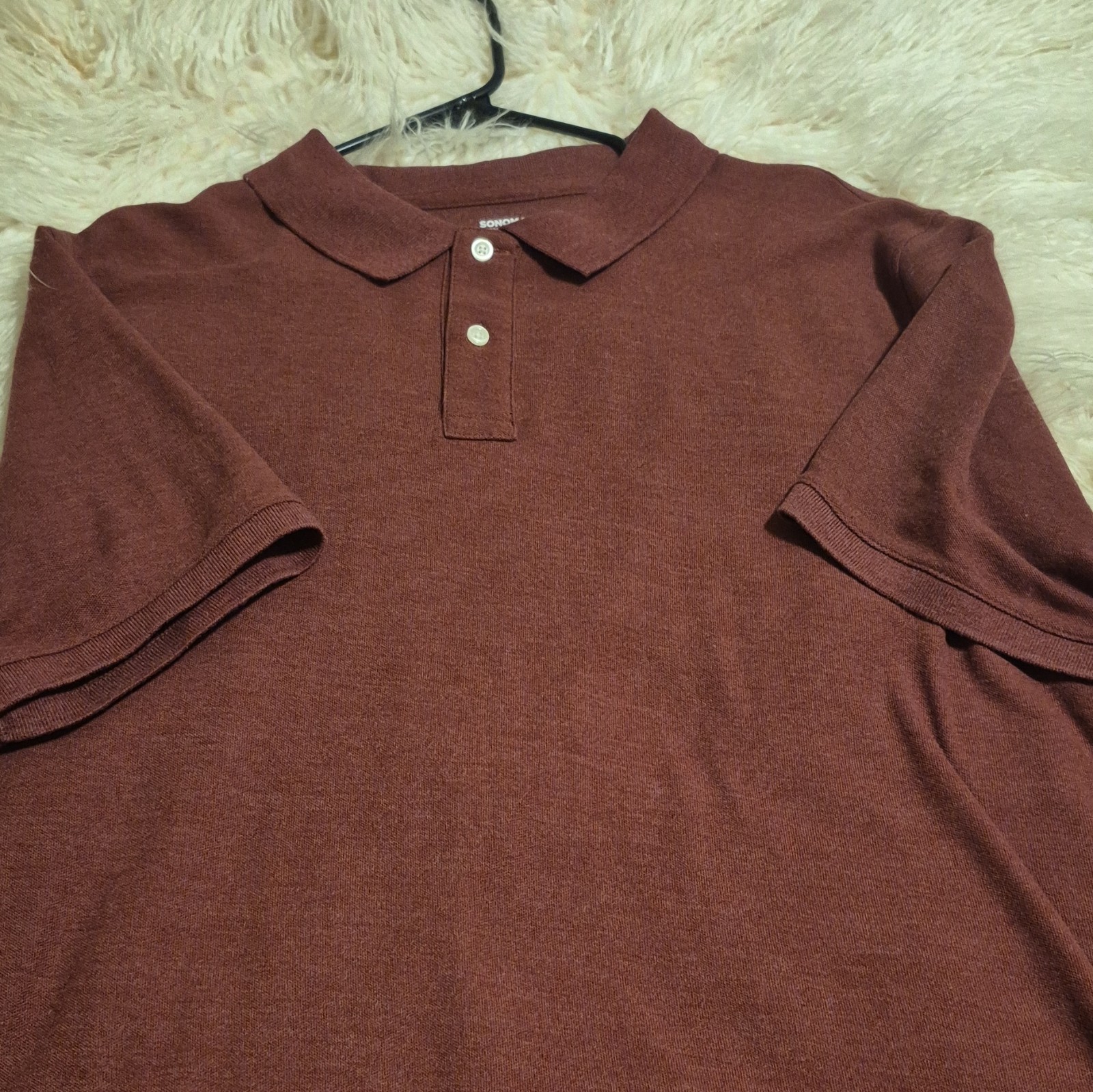 Sonoma Goods for Life Men’s Solid Brown Polo Shirt Spread Collar Knit XXL