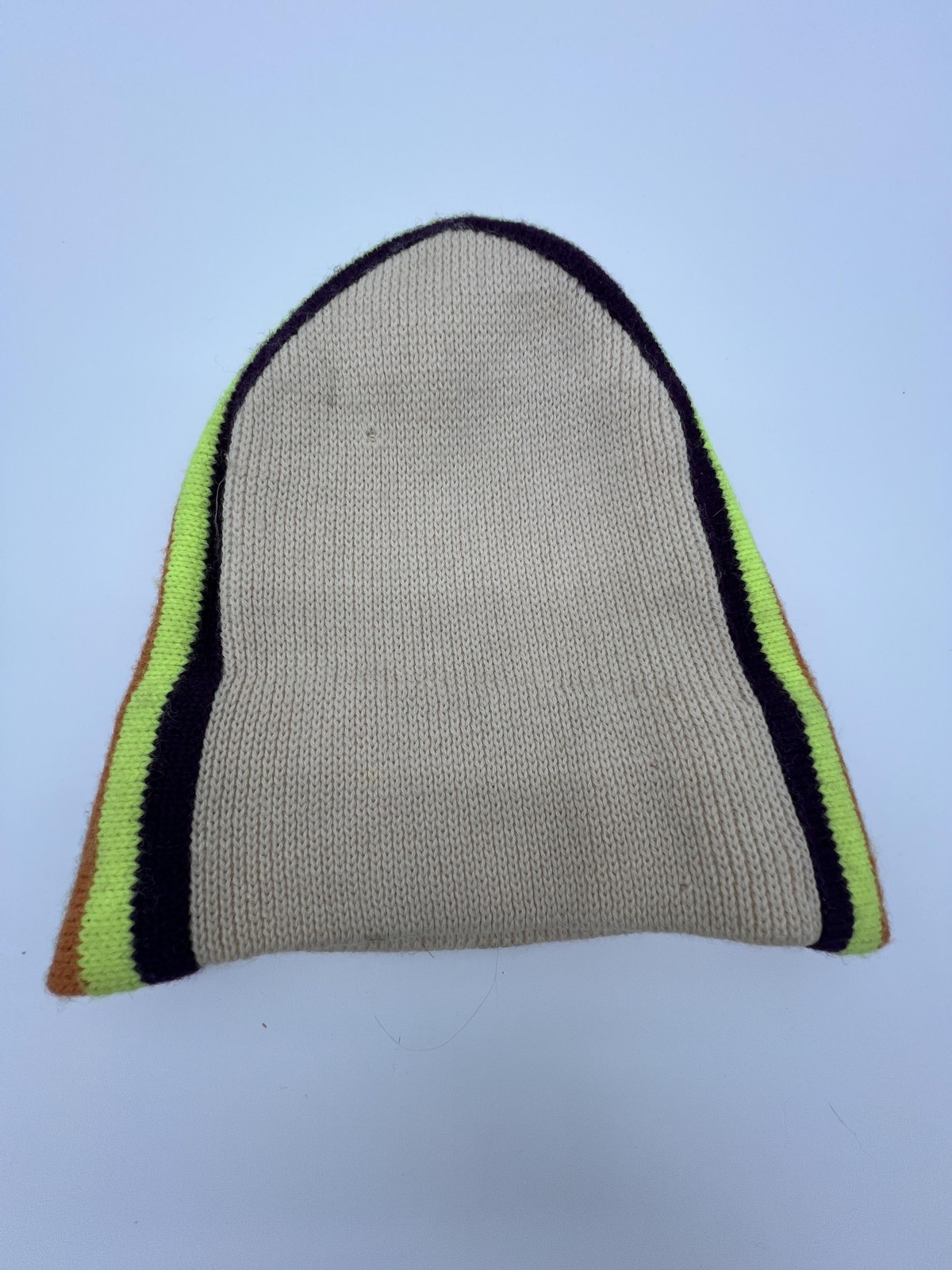 Vintage Eisbar Wool Hat Beanie Mens Beige Knit West Germany 70s 80s Ski Rainbow