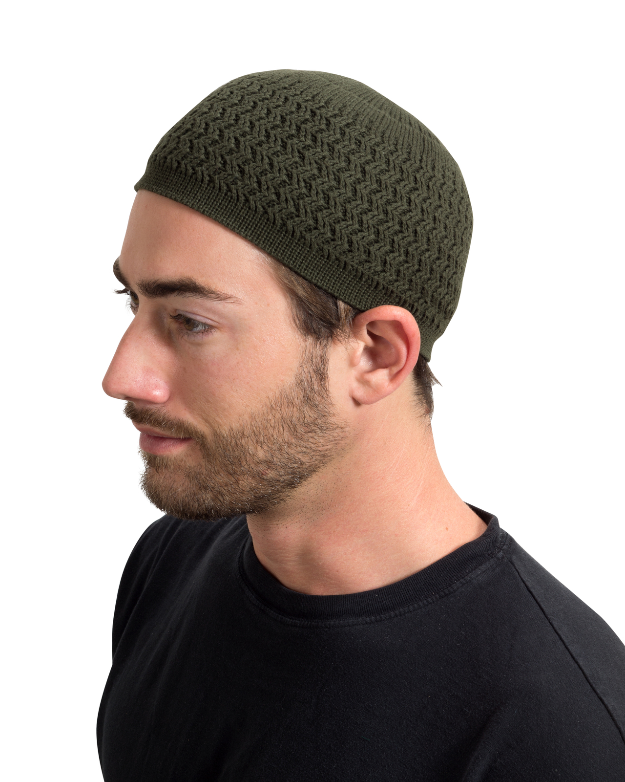Stretchy Zigzag Knit Cotton Kufi Beanie Hat