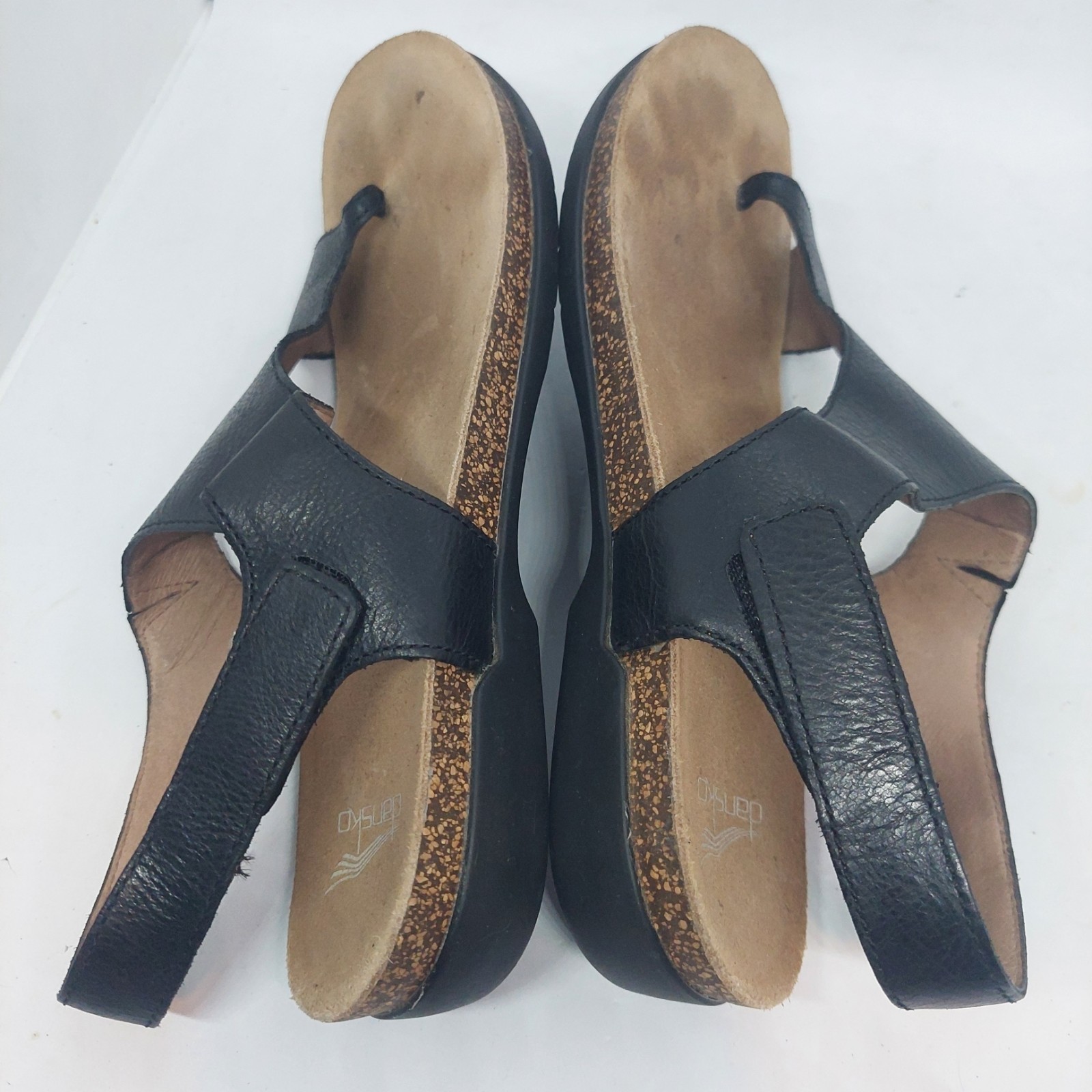 Dansko Reece Sandals Black Leather Thong Slide Womens Size EU 40 US 9.5-10