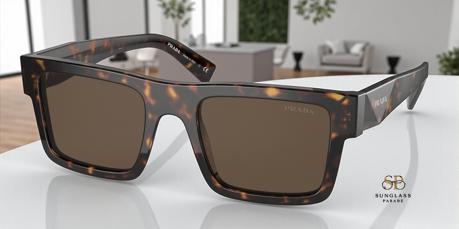 PRADA PR 19WS 2AU8C1 Tortoise Dark Brown 52 mm Men’s Sunglasses