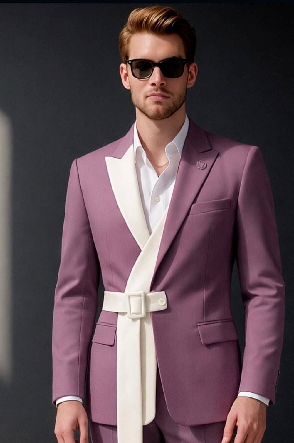 Pachwork Men’s Suits Dinner Party Tuxedos Purple Peak Lapel Jacket Coat Workwear