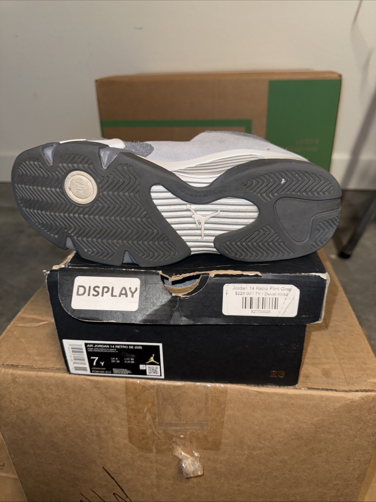 Air Jordan 14 Retro Flint Grey Size 7y 100% Authentic Ready To Ship ! CHEAP!