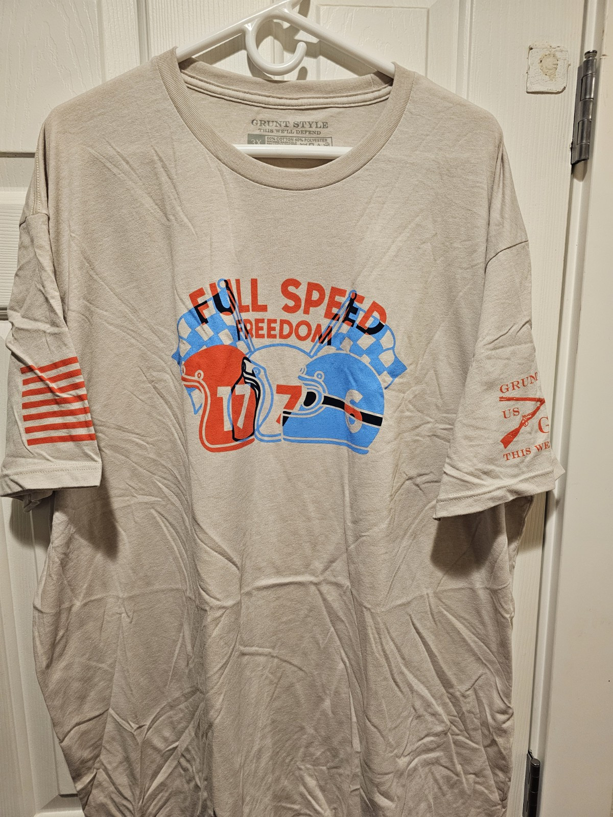Grunt Style Mens Full speed freedom tee Khaki Regular Fit Cotton/poly 3XL