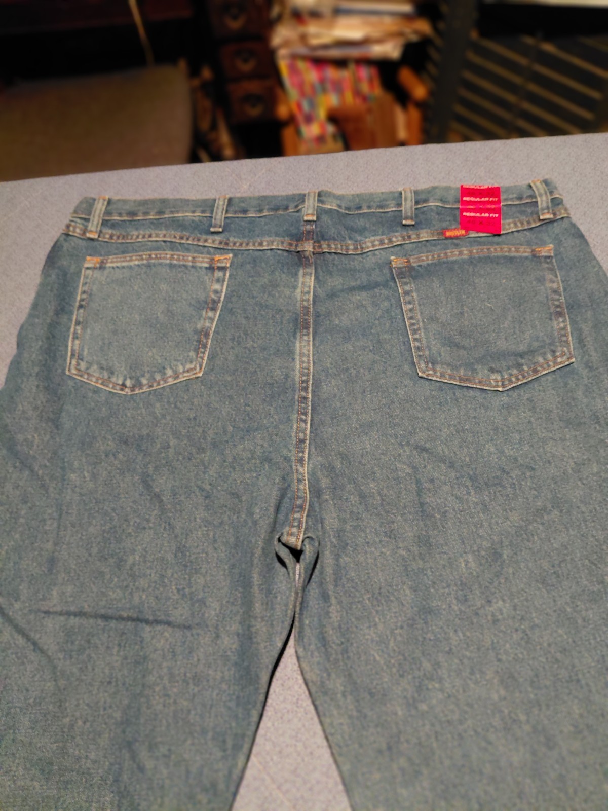 NWT Rustler Men’s Regular Fit Jeans 46×32 Blue Denim Straight Leg Heavyweight