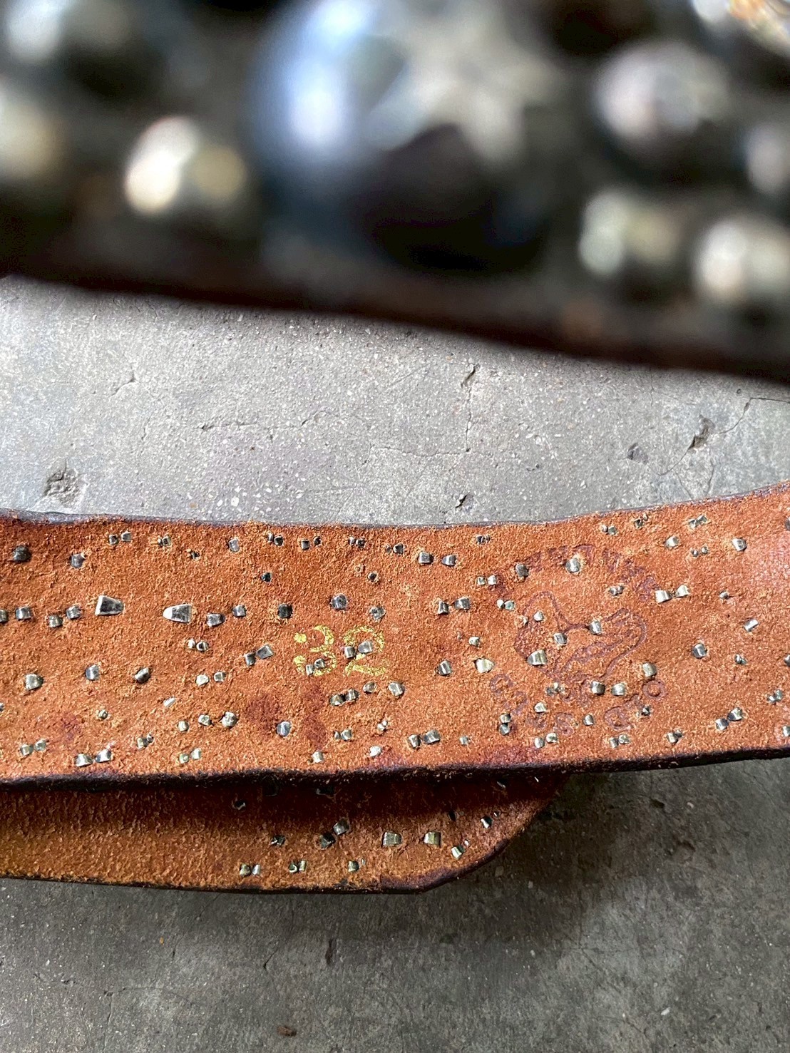 OLD STUD Handmade Studded Black Leather Belt Made in USA Vintage Archive