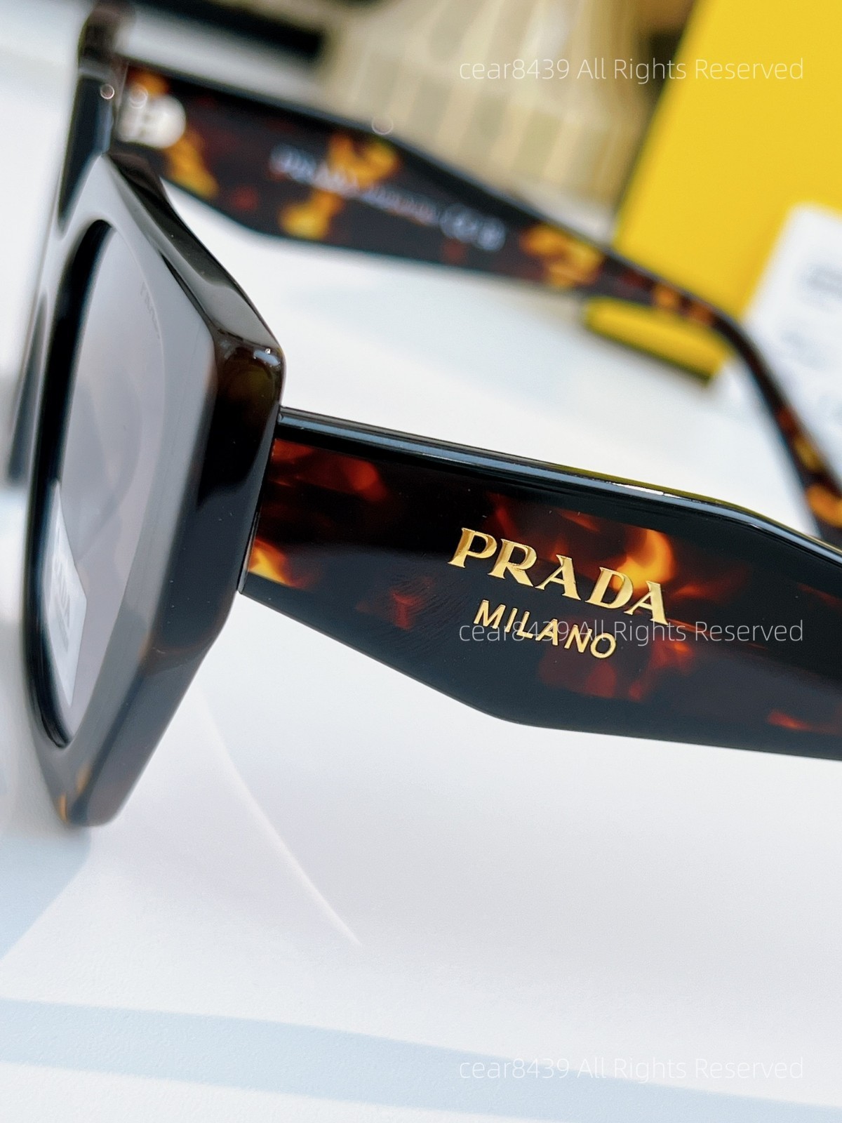 Prada Women Sunglasses Designer PR15WS Tortoise Gray Lens Oversize Authentic