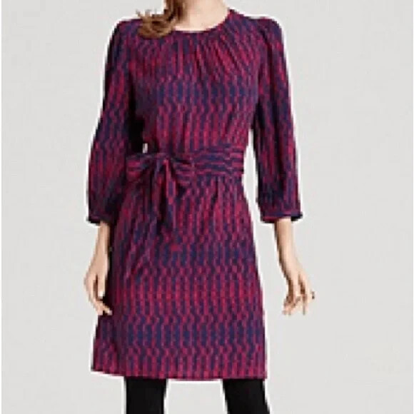 Tegan “Tiddly Winks” Belted Shift Dress, Size 8 (UK) = Size 0 (US), Multicolor,