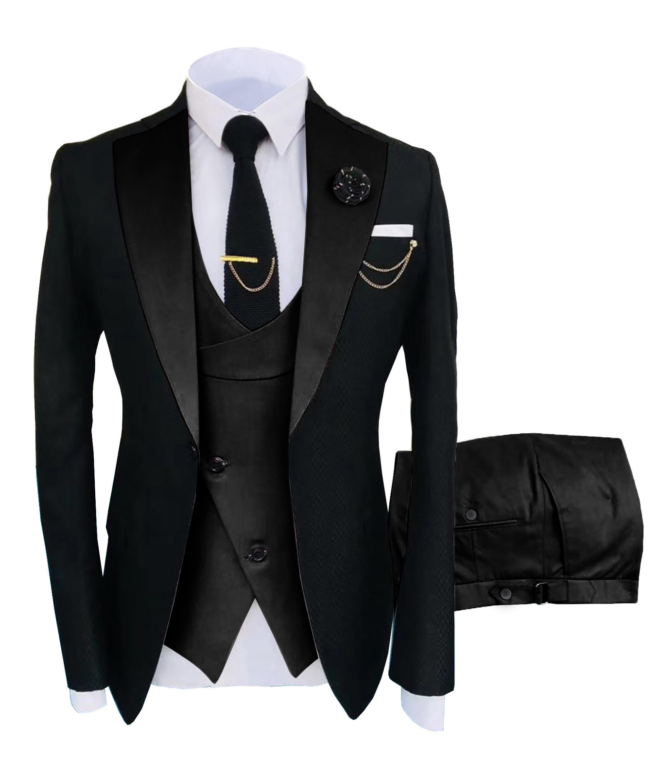 Mens 3Pcs Suit Groomsmen Formal Wedding Homecoming Prom Party Tuxedo Suit M L XL