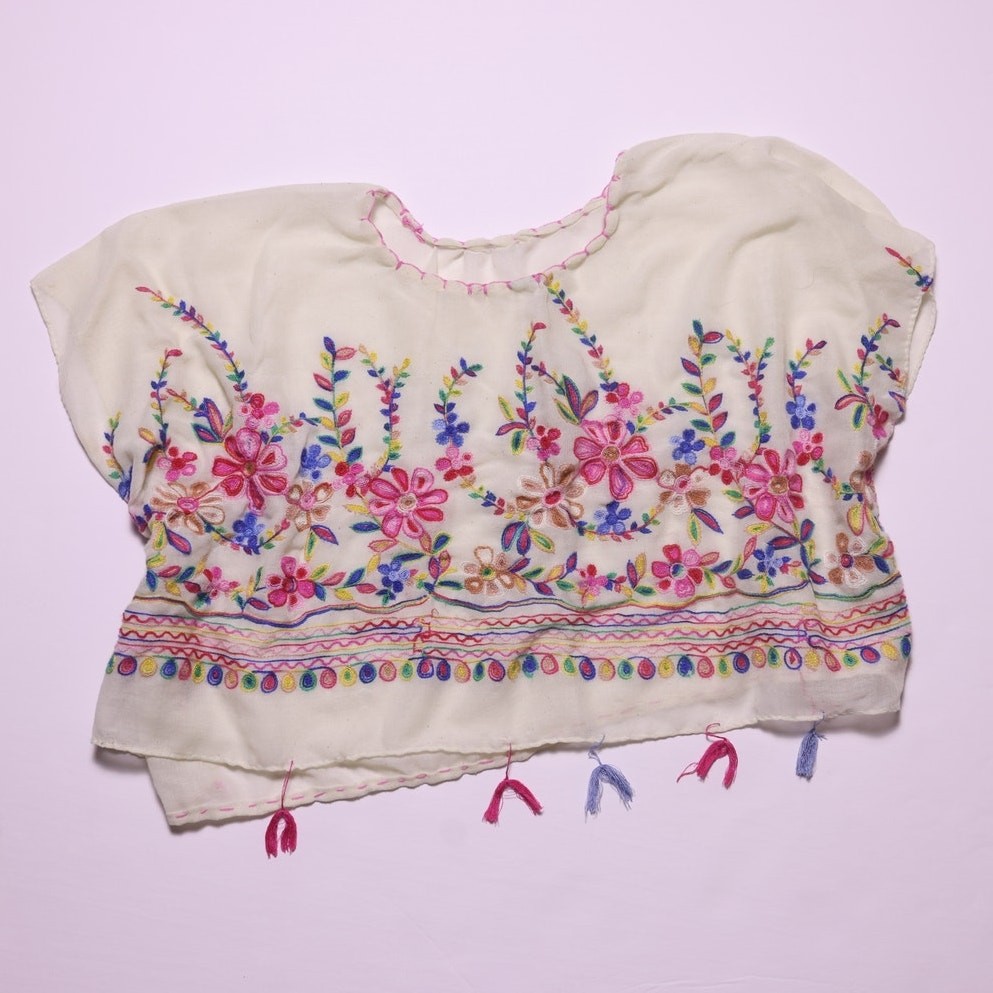 Handmade Embroidered Boho Crop Top Floral Cottagecore Festival Top