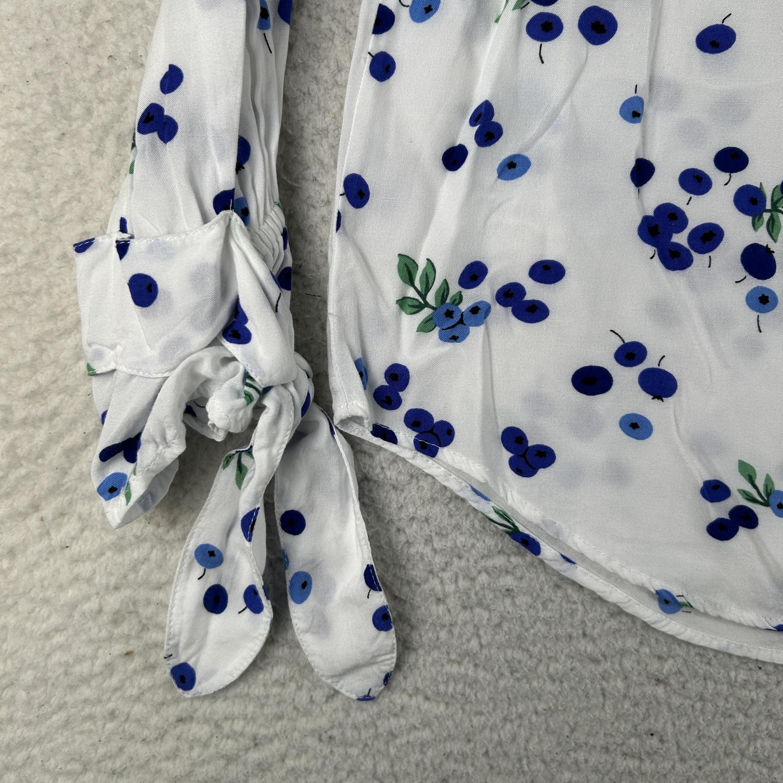 Maeve Shirt Womens 8 Blithe Blueberry Button Up Tie Sleeve Anthropologie