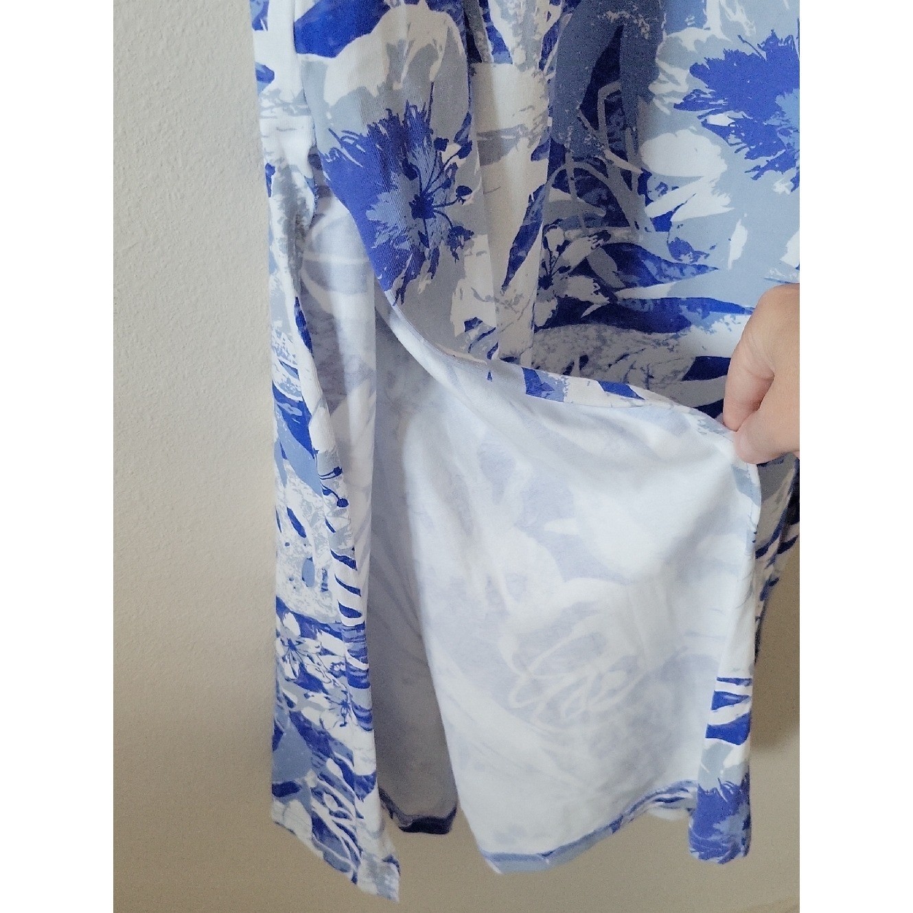 Ana Clare Blue White Tropical Emilee Maxi Shift Dress Size Large