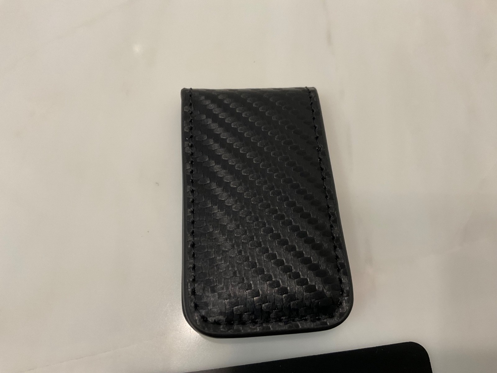 NEW Tumi Leather 2.75” x 1.6” MAGNETIC Money Clip – BLACK & CARBON FIBER