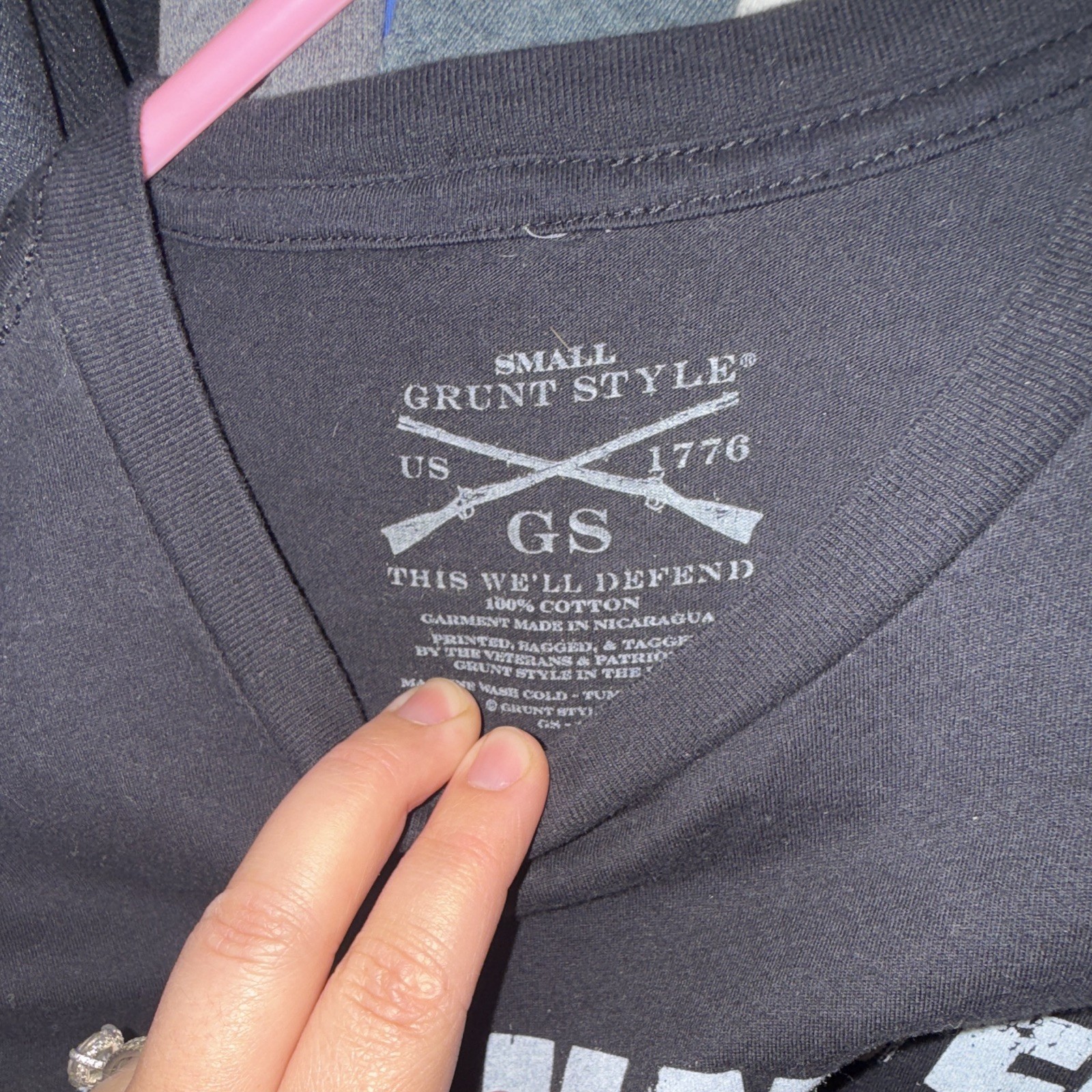 Grunt Style Men’s S Black “Size Matters” 1776 US Flag Graphic Crew T-Shirt