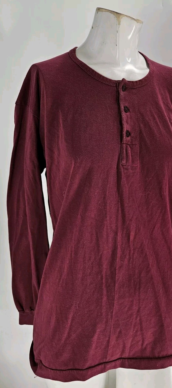 Race Brand By Goldstar Men’s Shirt 44 Red Cotton Henley 1960s Sanforized