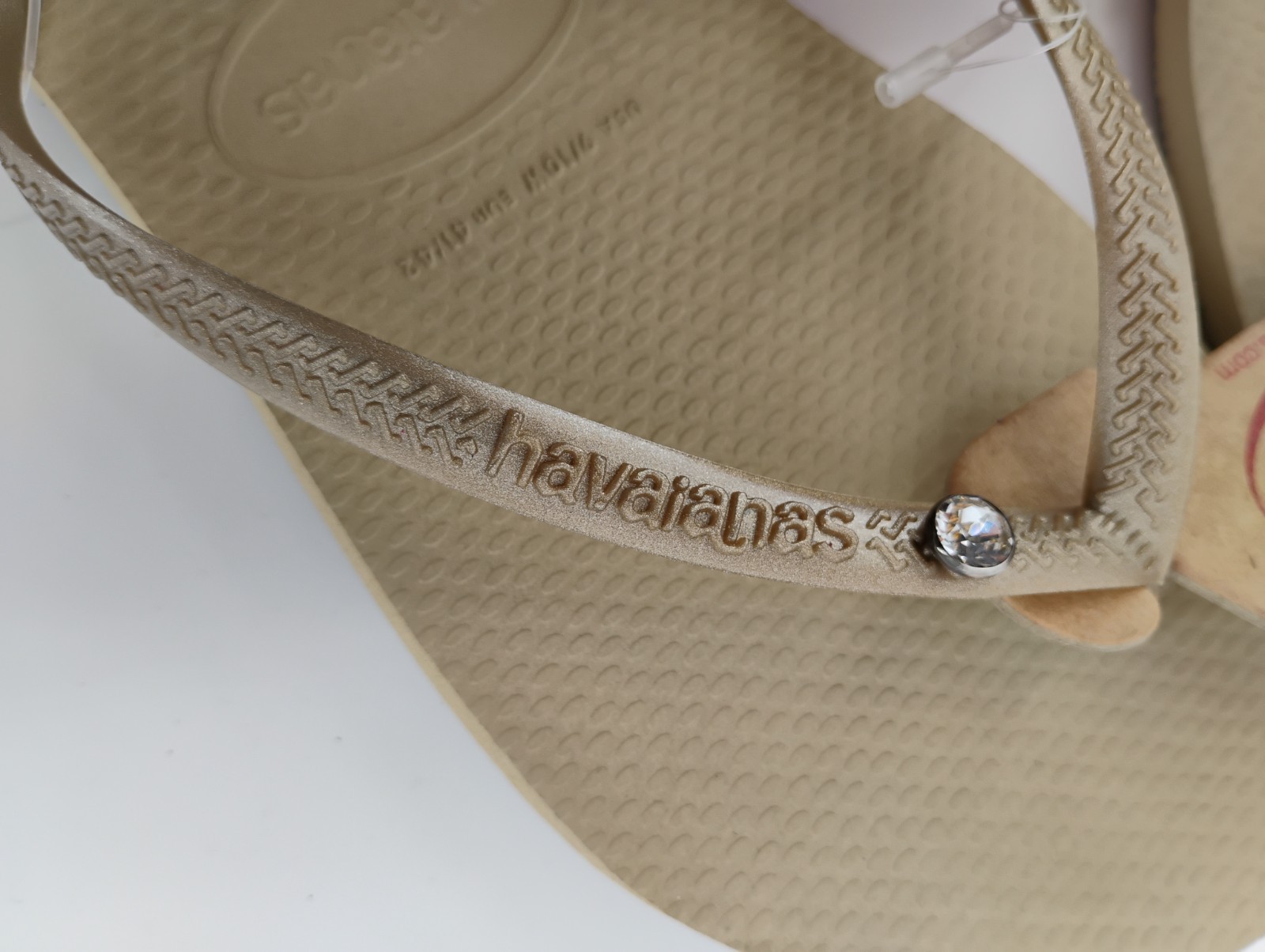 NEW Havaianas Sand Gray Light Gold Thong Flip Flops, Size 9/10w (39/40)