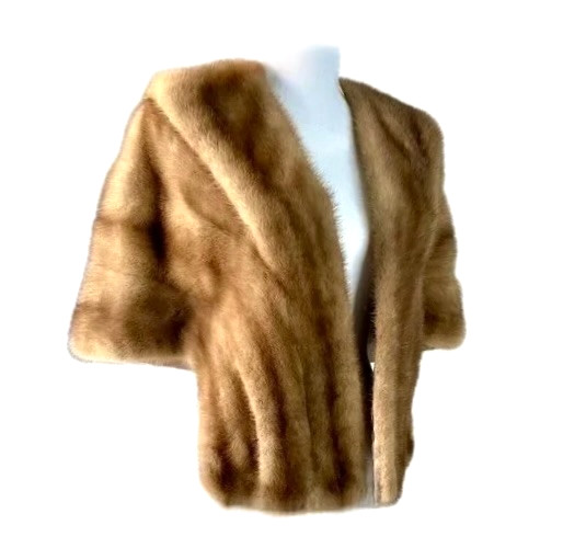 Steele-Litvin Furs of Boston Mink Wrap Vintage Tan Stole Womens Cape OS