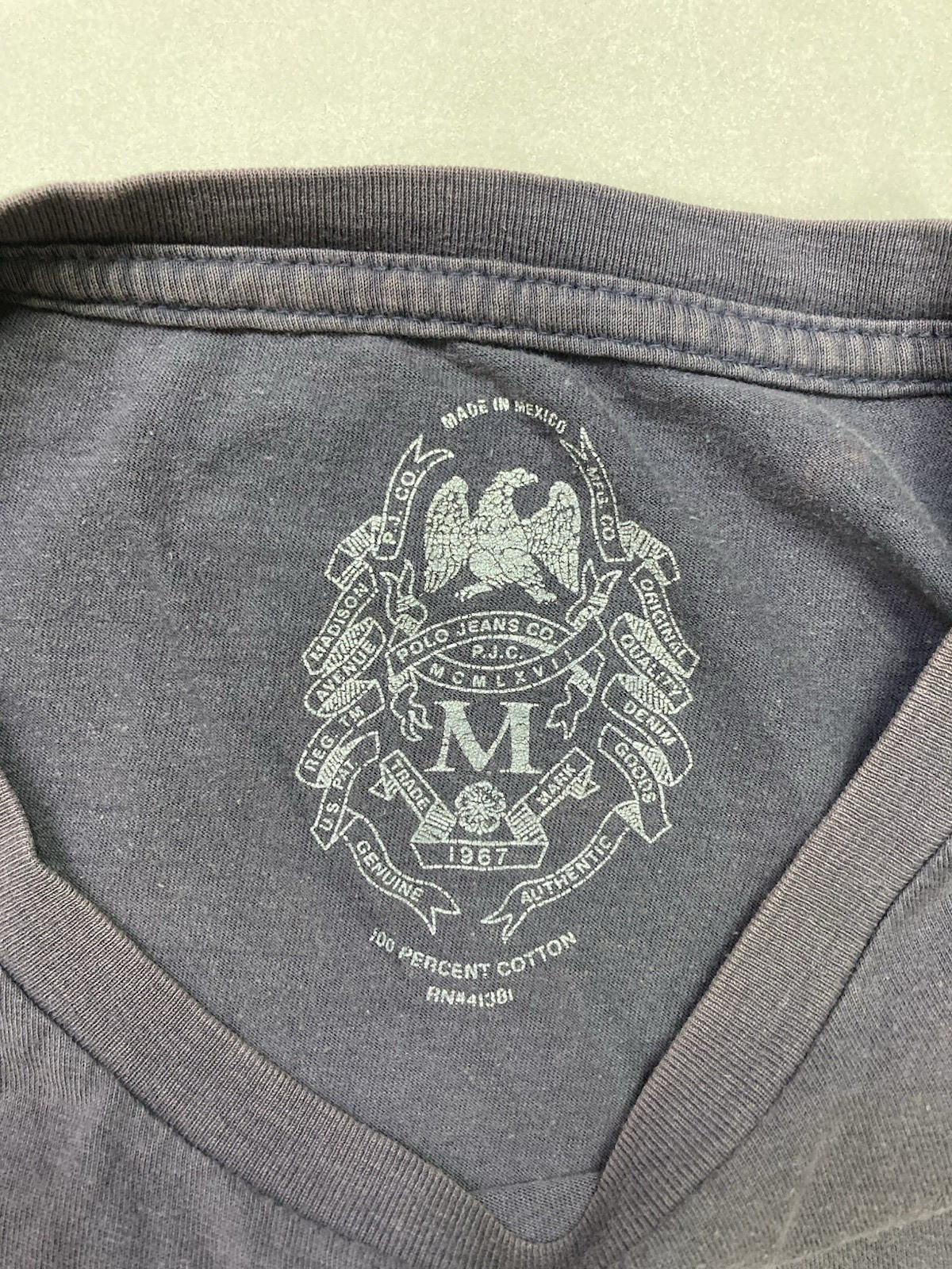 Polo Jeans Ralph Lauren RL 67 Company Graphic T-shirt Men Medium Oversized Blue