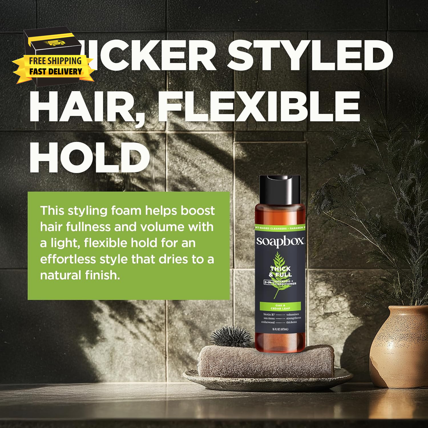Men’S Thicken & Style Foaming Texturizer, Men’S Hair Styling Foam, Hair Care for