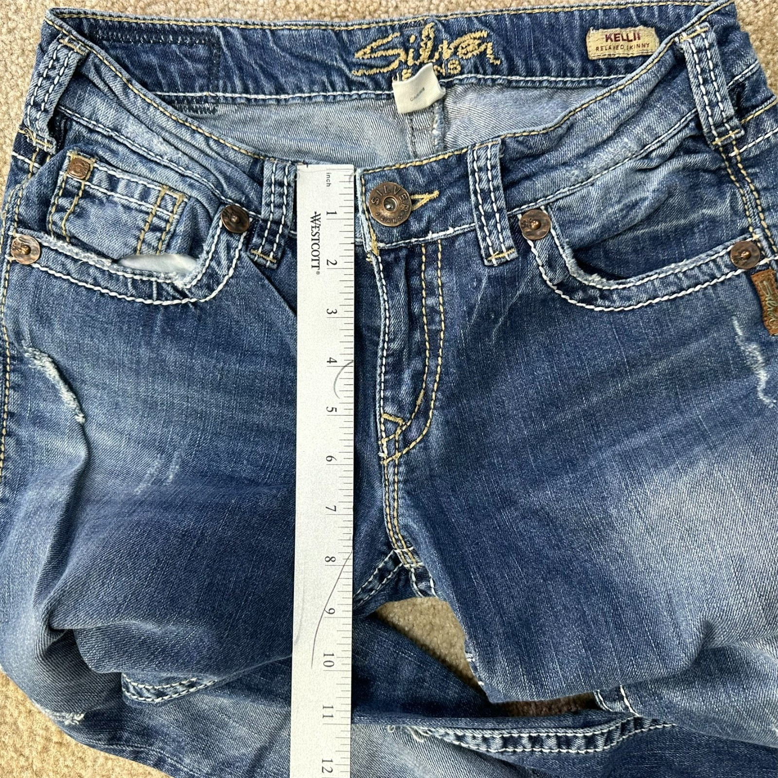 Silver Kelli Relaxed Skinny Jeans Women’s 27×31 Blue Stretch Denim