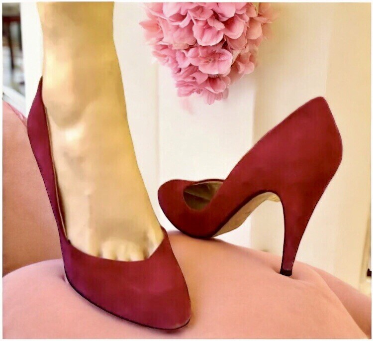 Andrea Carrano Italy Vintage 80’s Pink Suede Pump Heels Womens 8.5