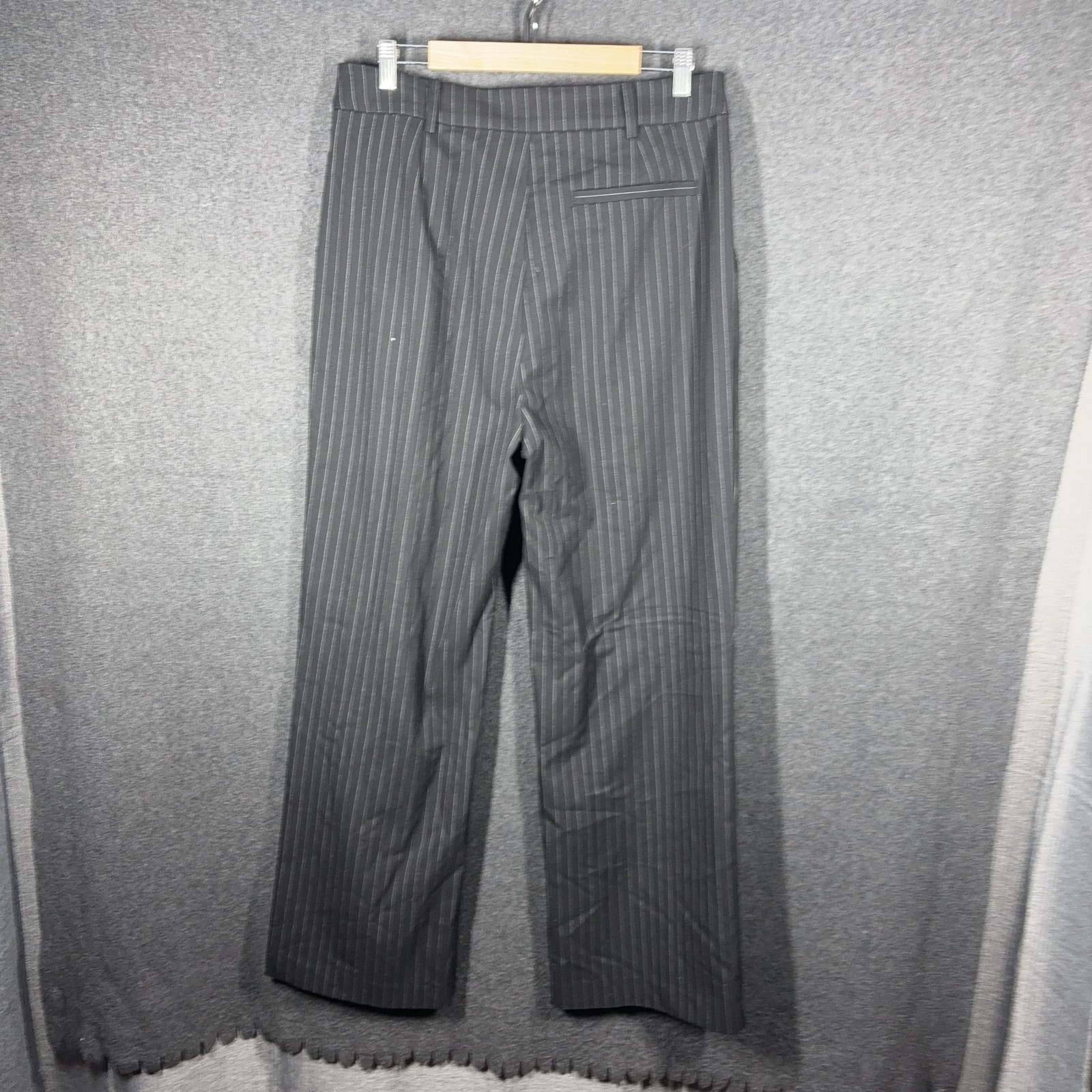 Decjuba Dress Pants Womens 14 Grey Pinstripe Straight Leg Lined Workwear Office
