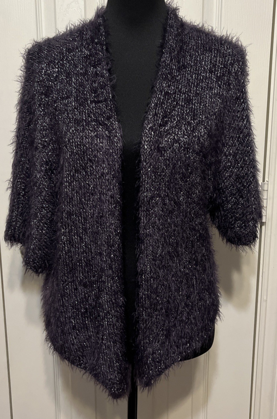 Chico’s Eggplant Cozy Shine Peggy Sweater Shrug Size 1(8/10, M) NWT