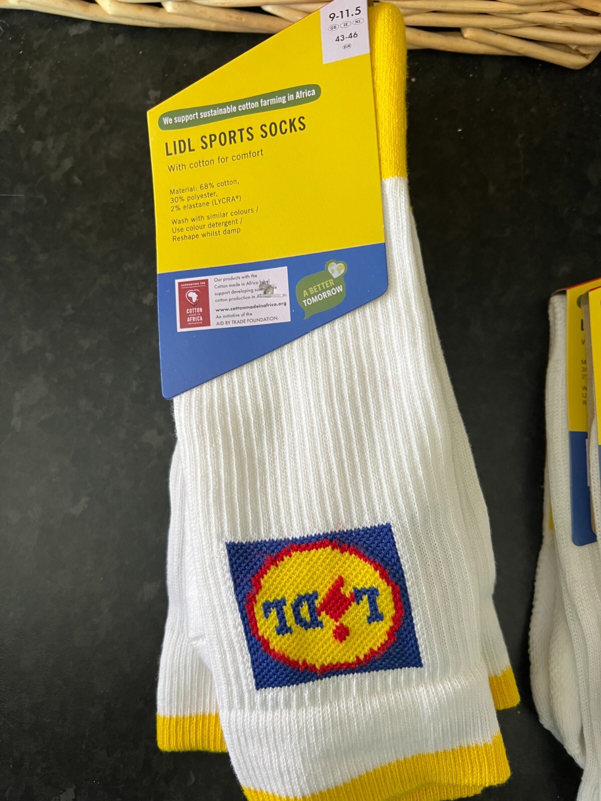 LIDL SOCKS BLUE OR YELLOW CUFF SIZES UK 9-11.5 EU 43-46 , UK 6-8 EU 39-42
