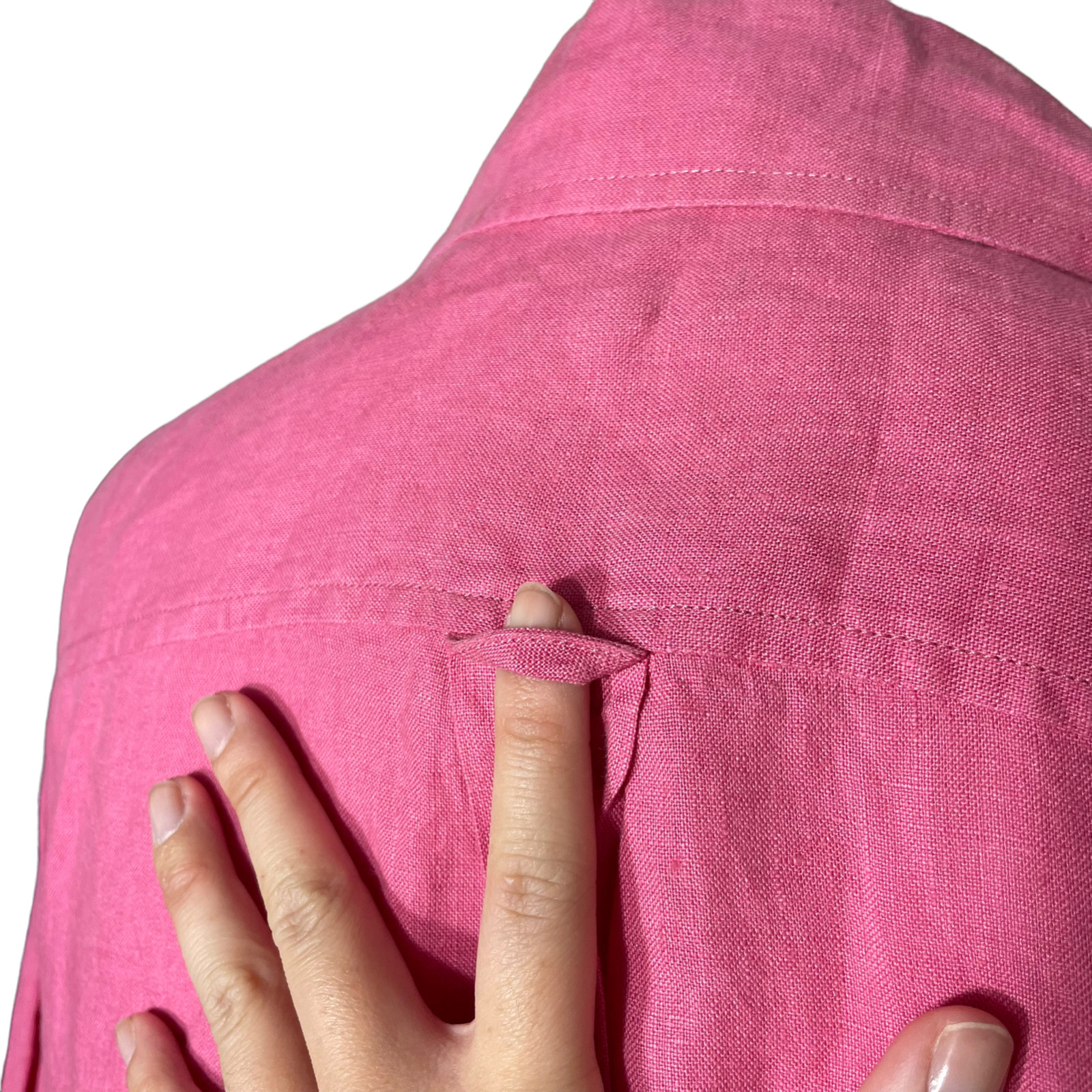 100% Linen Blouse 14 Irish Hot Pink Talbots Button-up Shirt Long Sleeve Barbie
