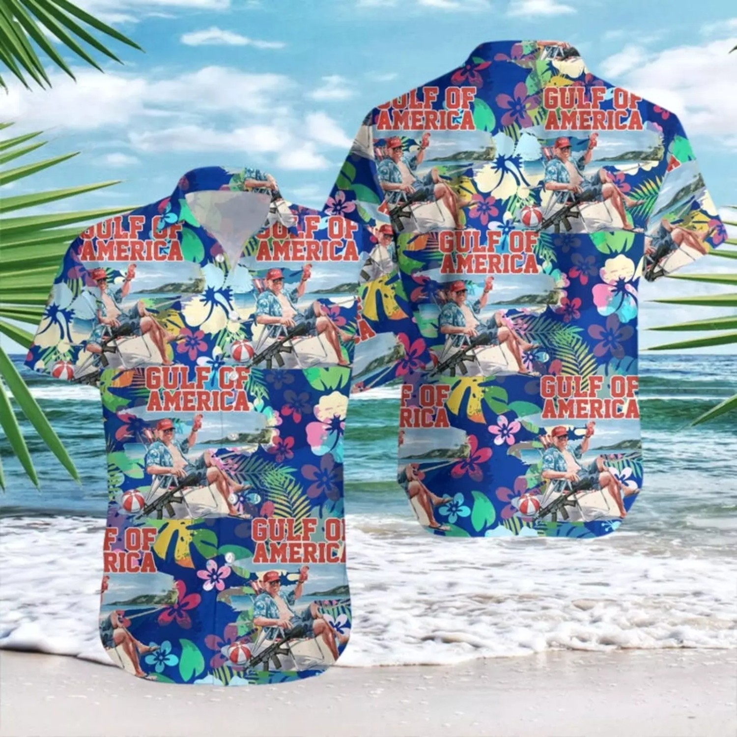 Funny Patriotic Hawaiian Shirt Gulf of America Presidential Floral Men Women Gif