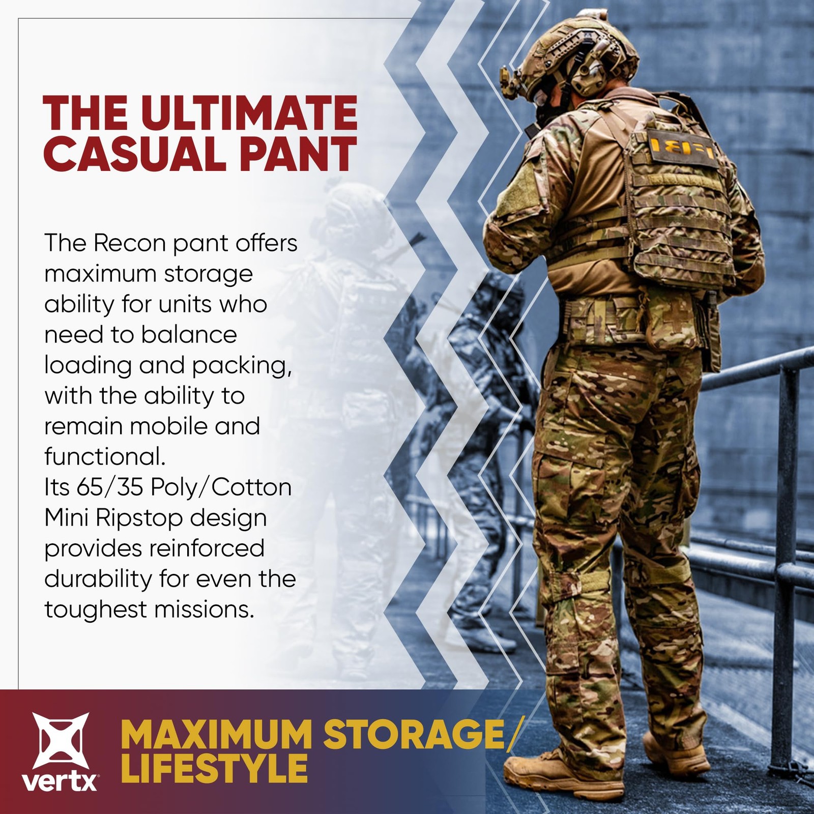 Vertx Mens Recon Combat Overt Tactical Gear Uniform Cargo Pants Multi-cam 34×30