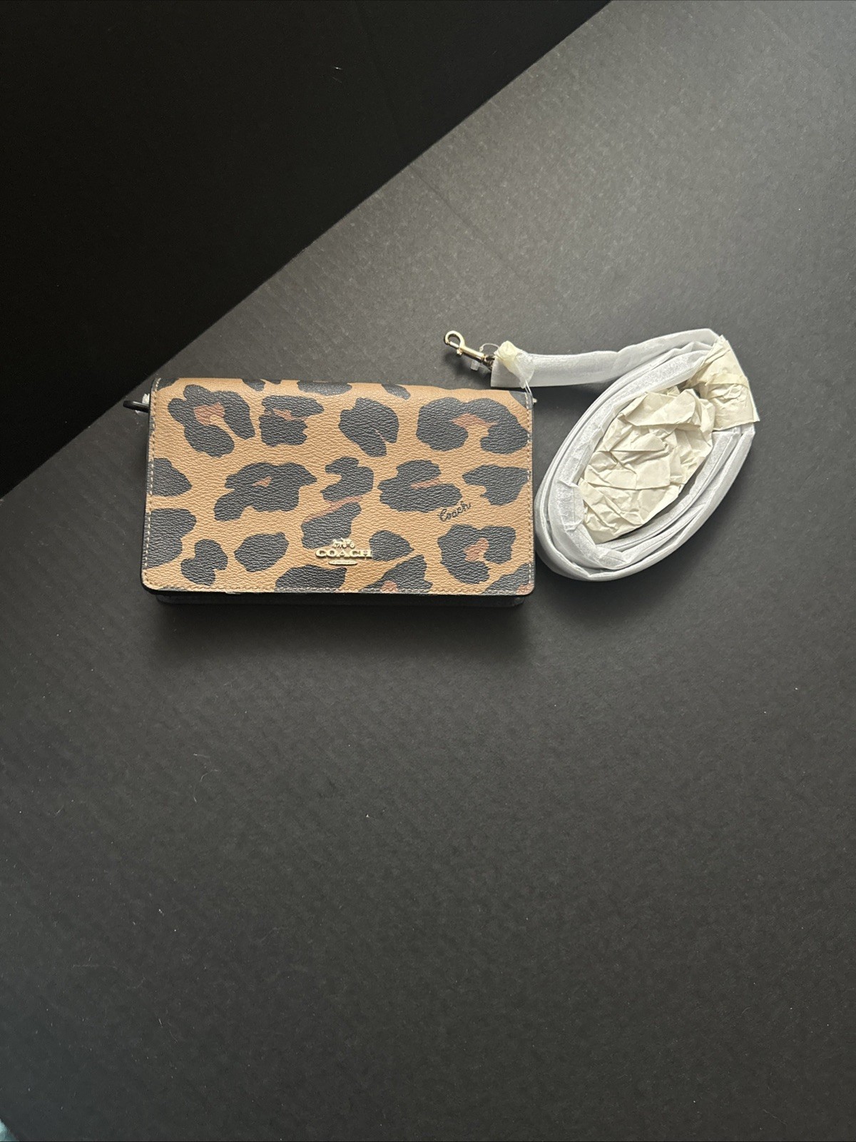 NWT COACH CORNER ZIP WRISTLET WITH LEOPARD PRINT MULTI SV #CC871 ORG PKG!