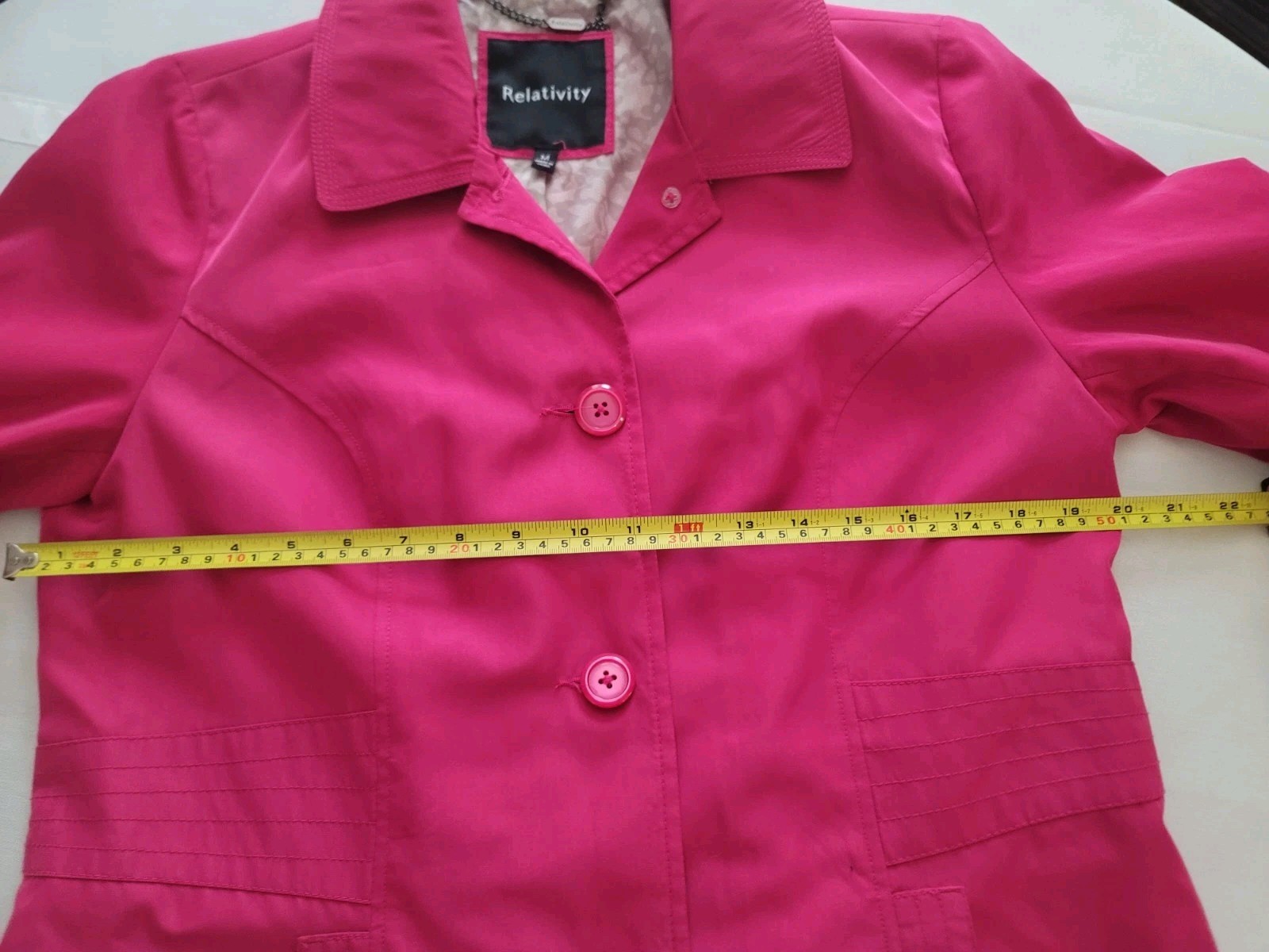 Relativity Trench Coat Women’s M Raspberry Pink Lined Spring Jacket Rain Coat