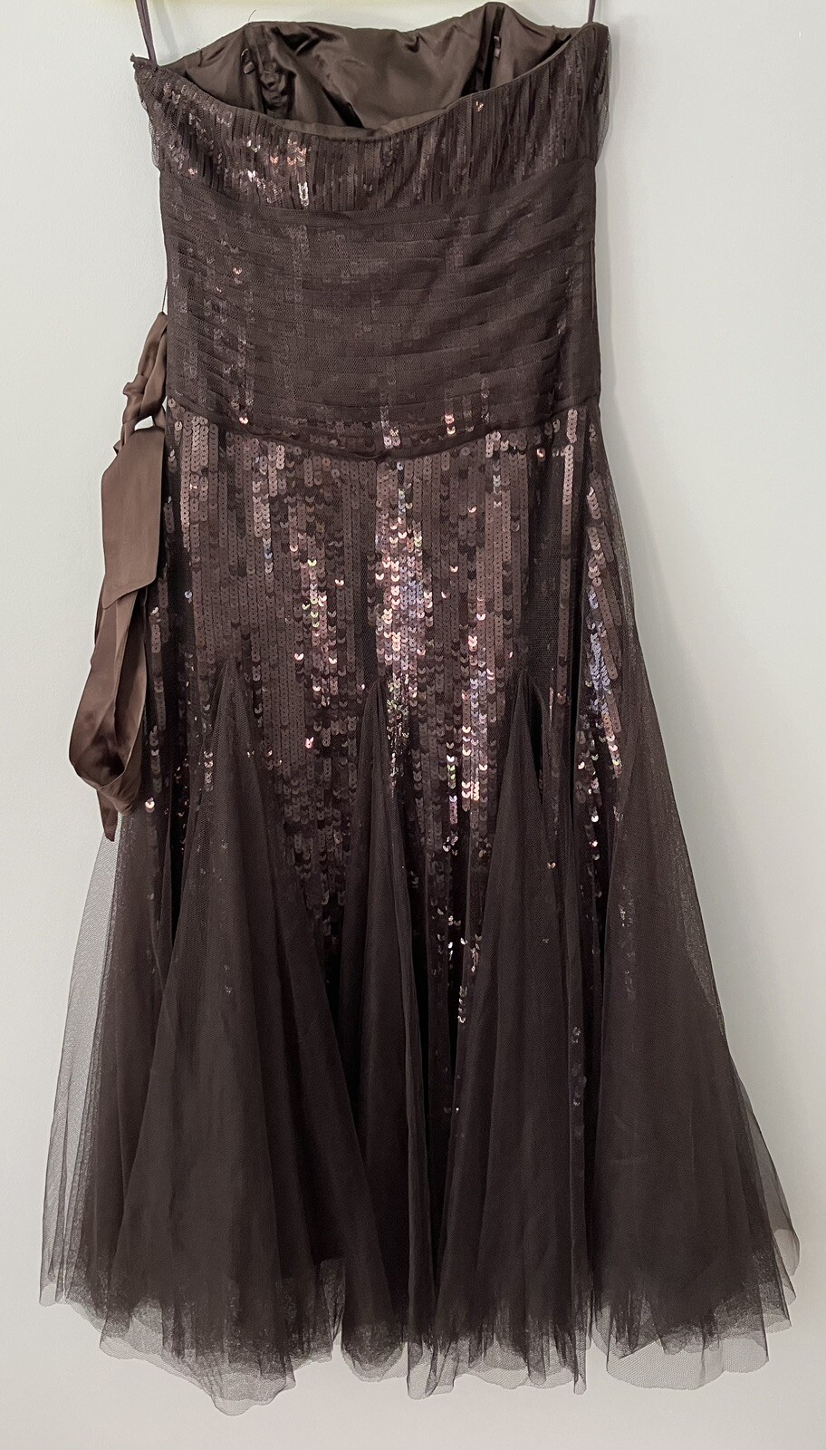 Stunning Monsoon Metallic Brown Sequin Party Cocktail Dress size 8 – Prom Ball