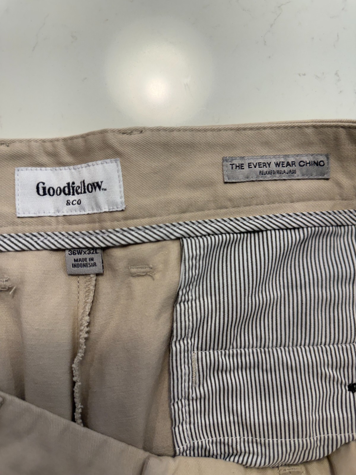 Goodfellow & Co Every Wear Chino Pants Men’s 36×32 Khaki Relaxed Fit